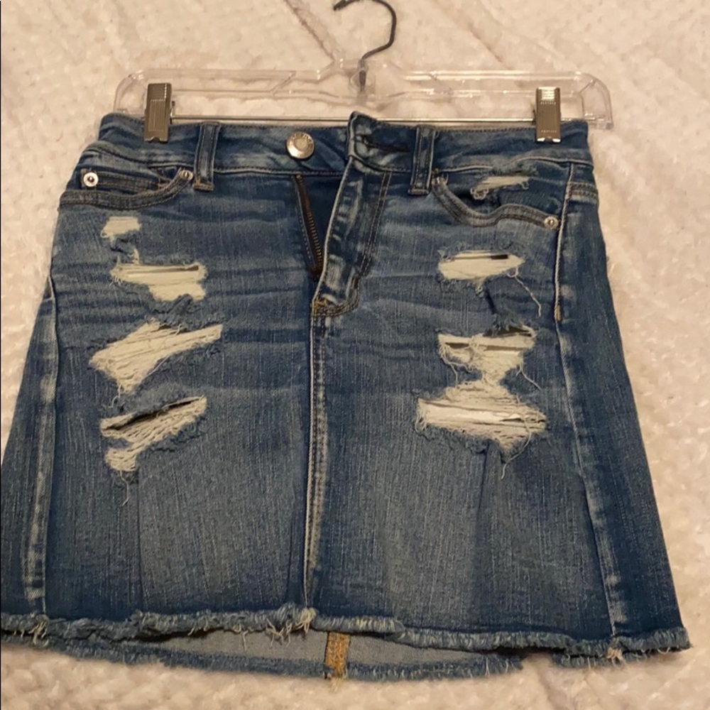 Denim stretchy mini skirt